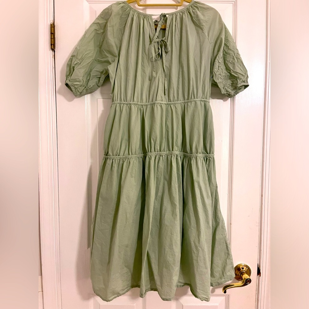 MELLODAY Tiered Green Dress